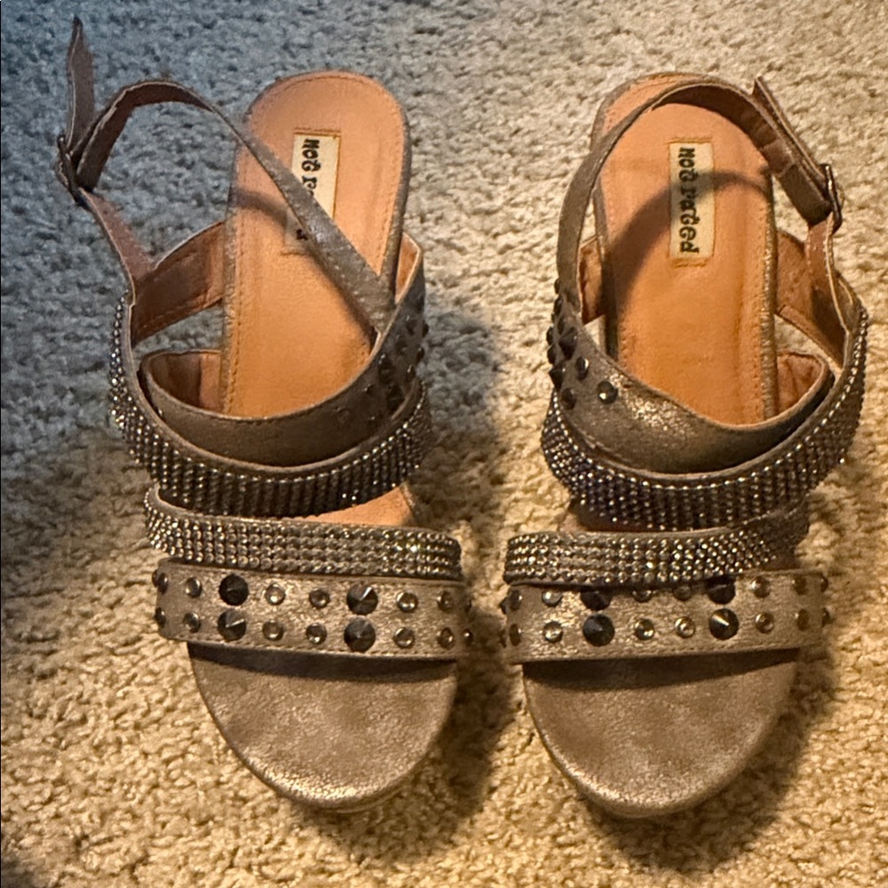 Metallic Sandals with Embellishments